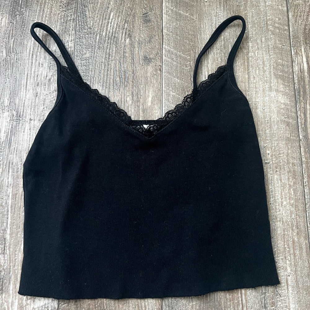 Topshop black tank top with lace details